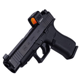 Gideon Optics Valor Mini Closed Emitter Reflex Red Dot Sight side view mounted on Glock 48